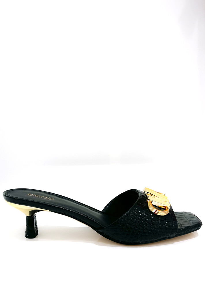 MICHAEL KORS Michael Kors amal kitten sandal with heel gold logo Black