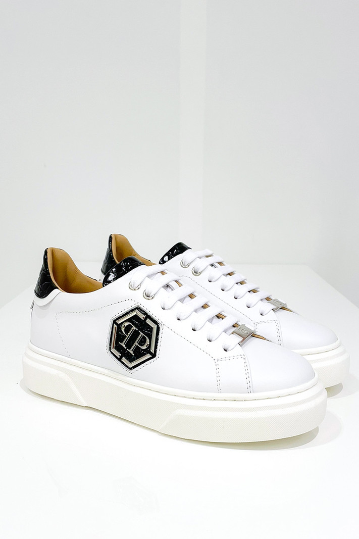 PHILIPP PLEIN Philipp Plein sneaker silver PP logo and croco details White