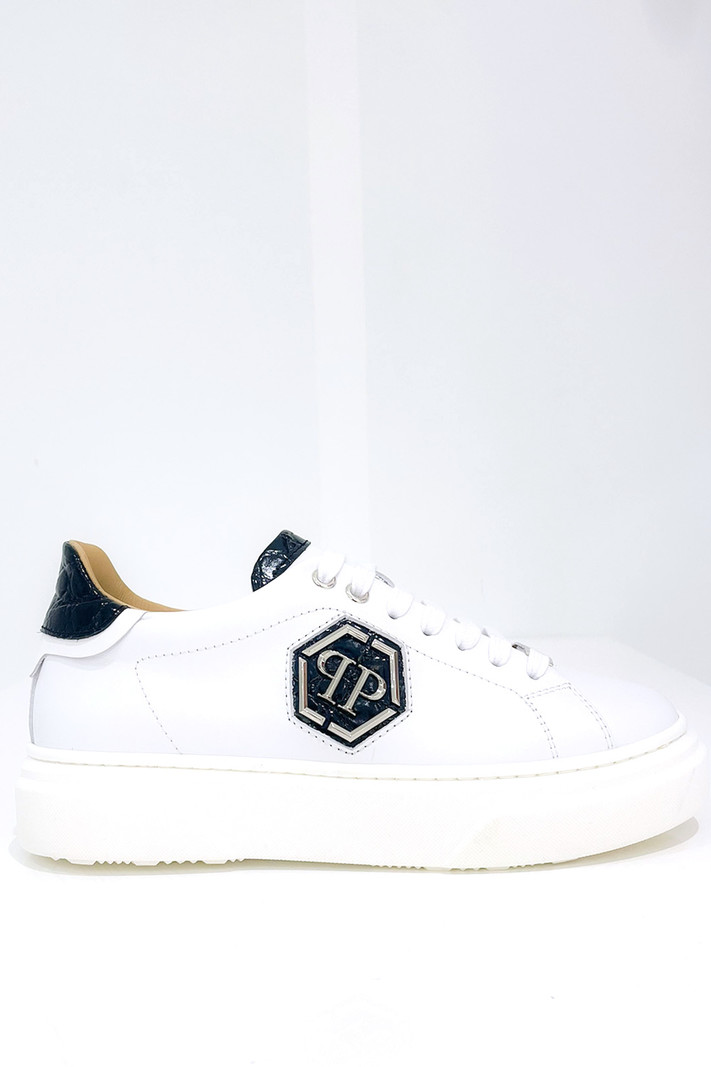 PHILIPP PLEIN Philipp Plein sneaker silver PP logo and croco details White