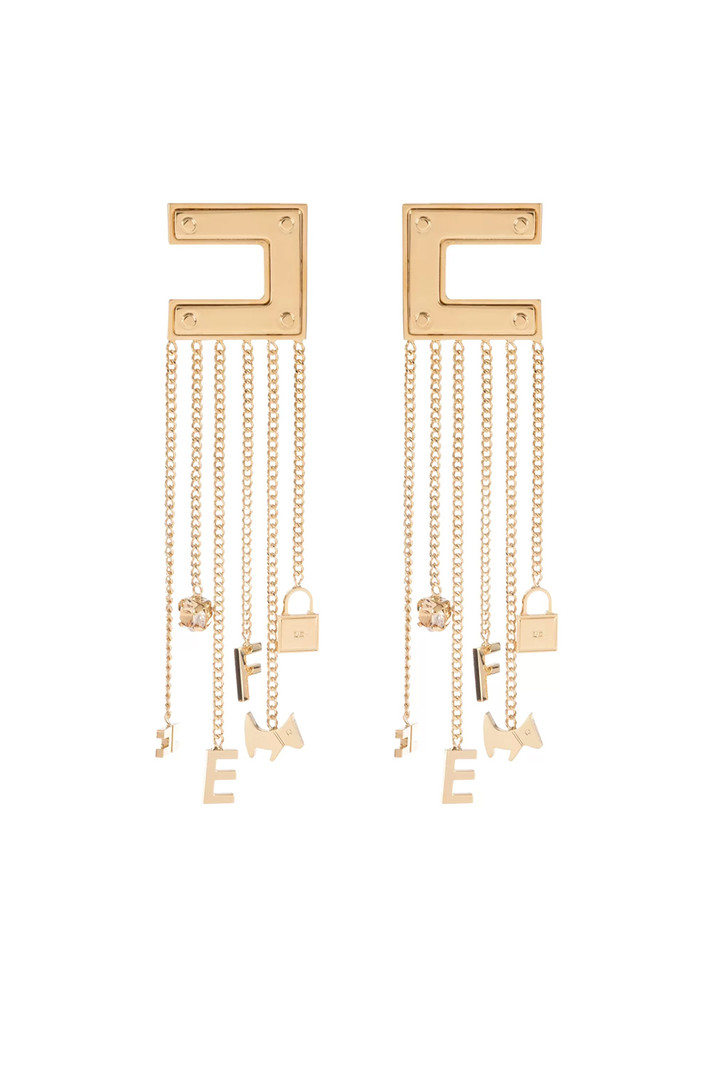 ELISABETTA FRANCHI Elisabetta Franchi earrings with logo and charms Gold