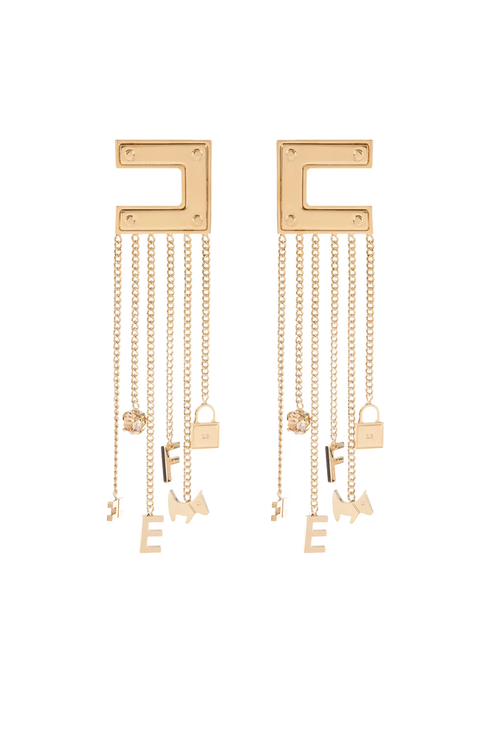 ELISABETTA FRANCHI Elisabetta Franchi earrings with logo and charms Gold