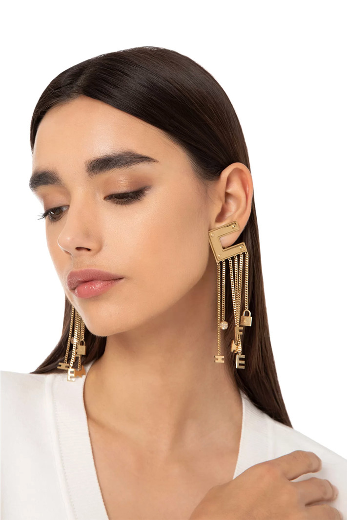 ELISABETTA FRANCHI Elisabetta Franchi earrings with logo and charms Gold