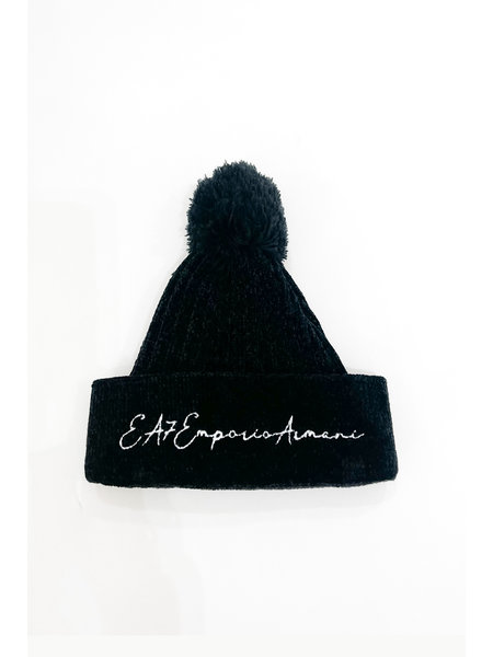 Z (S(UPER SALE EA7 muts met logo en bolletje Zwart