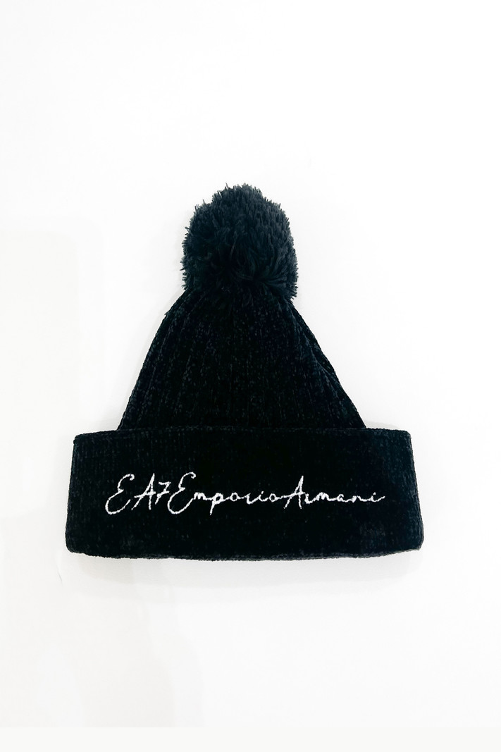 EA7 Emporio Armani EA7 muts met logo en bolletje Zwart