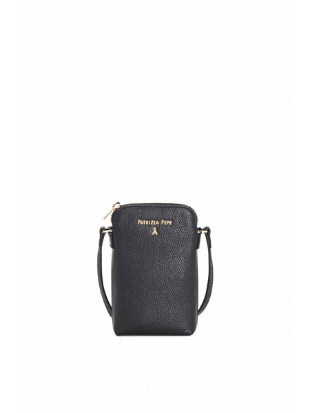 PATRIZIA PEPE Patrizia Pepe phone case bag with gold letter logo Black