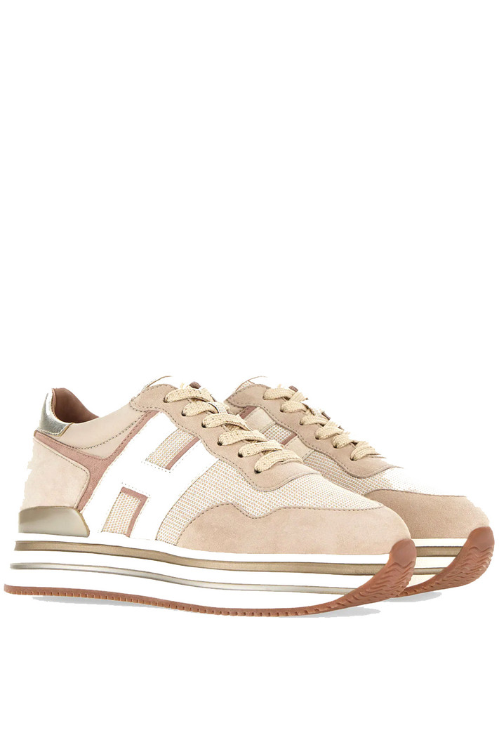 HOGAN Hogan sneakers midi platform H483 gouden details Beige / Nude ( valt een halve maat groter uit )