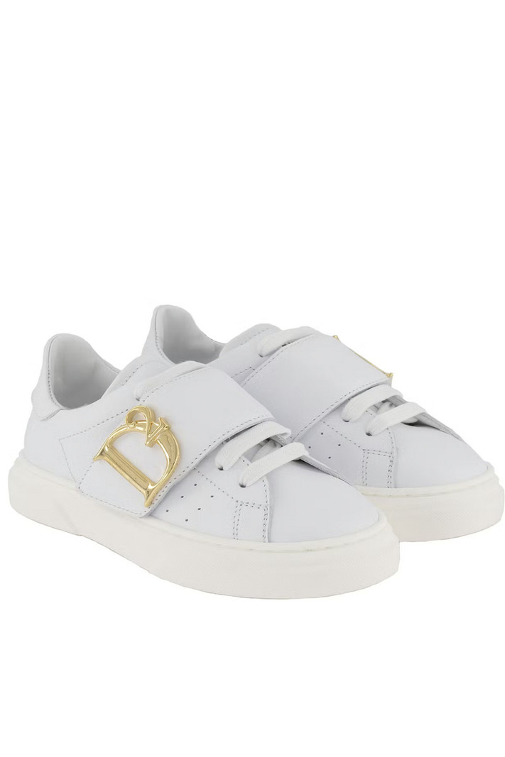 DSQUARED2 Dsquared2 statement sneakers met gouden D2 logo en witte zool Wit