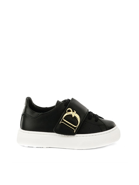 DSQUARED2 Dsquared2 statement KIDS sneakers with gold D2 logo and white sole Black