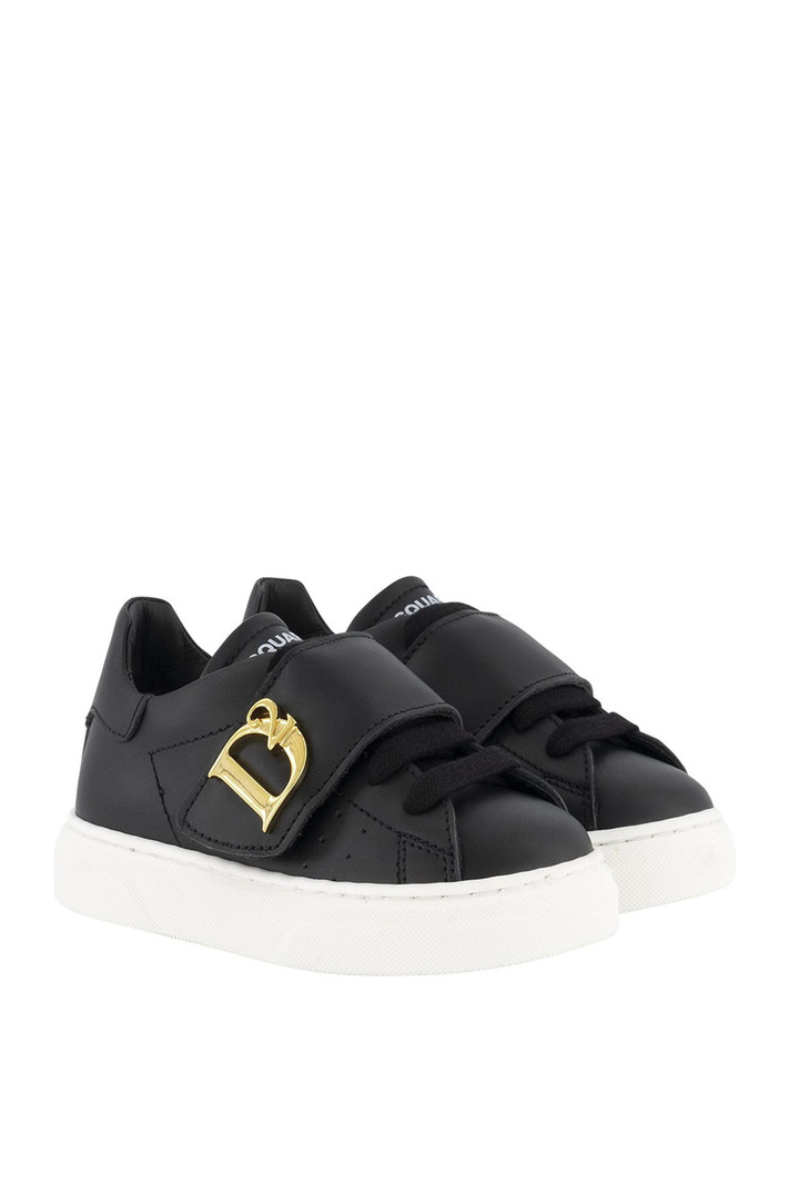 DSQUARED2 Dsquared2 statement KIDS sneakers met gouden D2 logo en witte zool Zwart