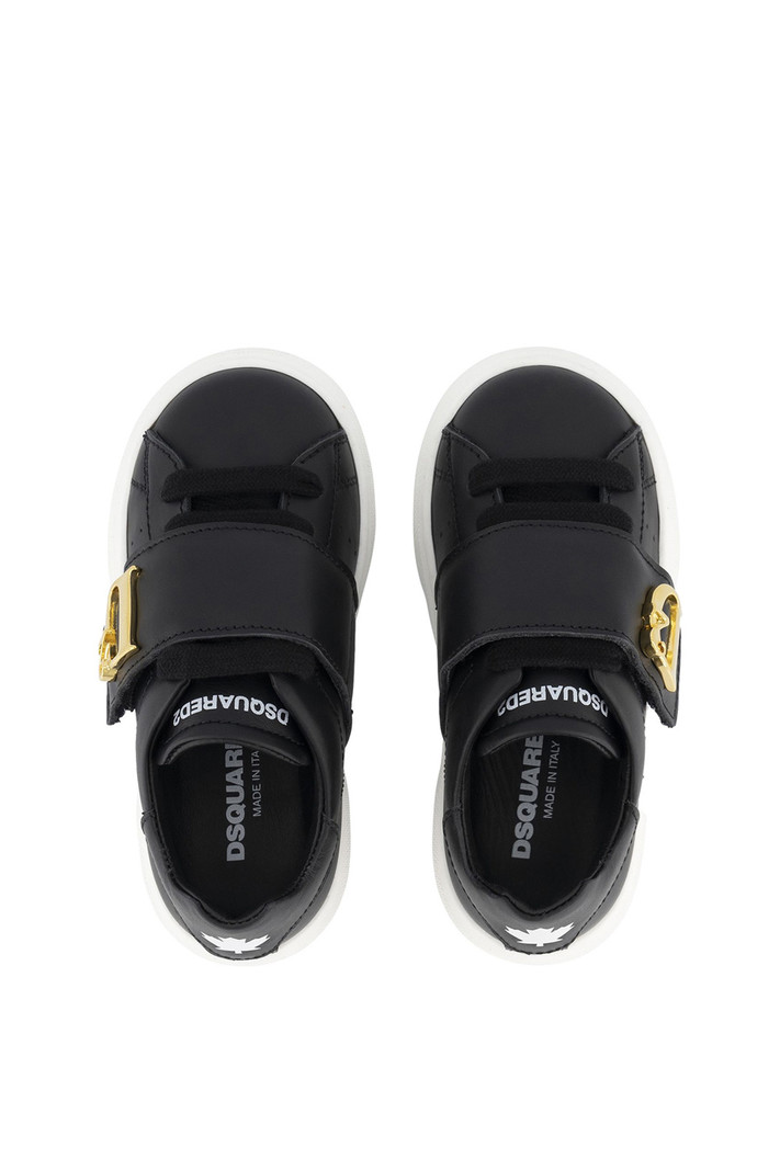 DSQUARED2 Dsquared2 statement KIDS sneakers met gouden D2 logo en witte zool Zwart