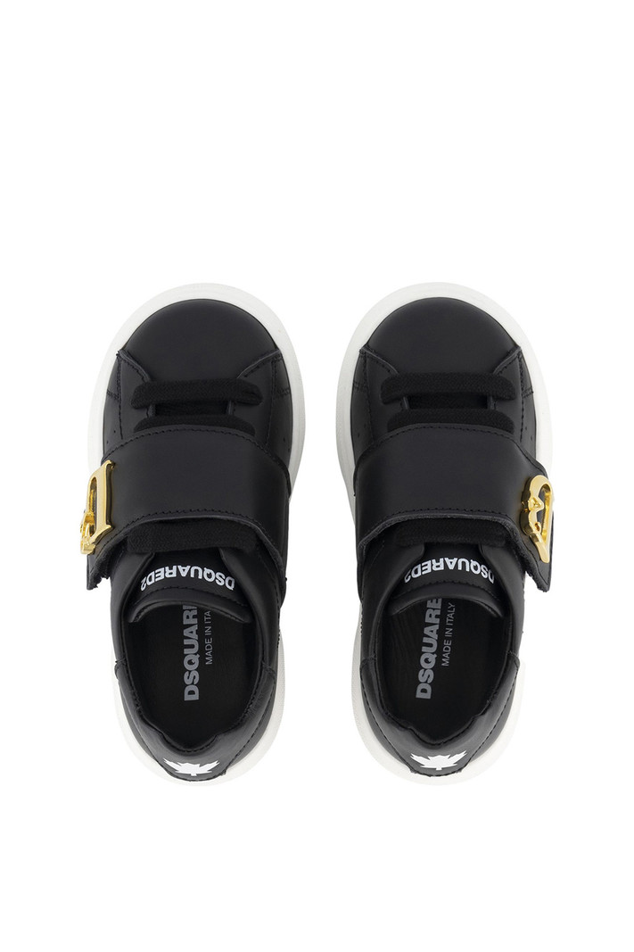 DSQUARED2 Dsquared2 statement KIDS sneakers with gold D2 logo and white sole Black