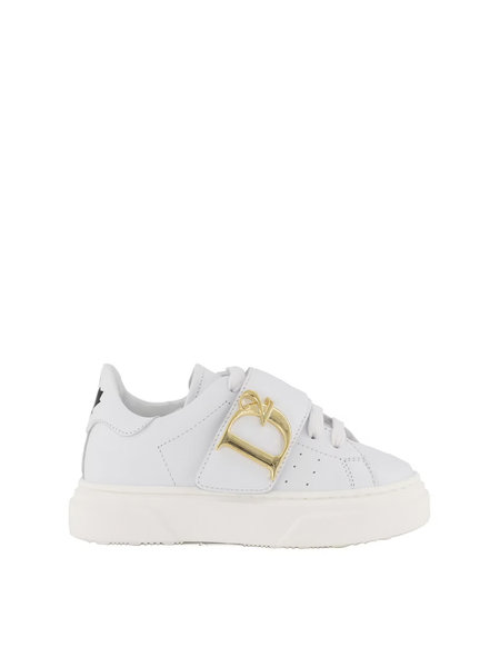 DSQUARED2 Dsquared2 statement KIDS sneakers with gold D2 logo and white sole White
