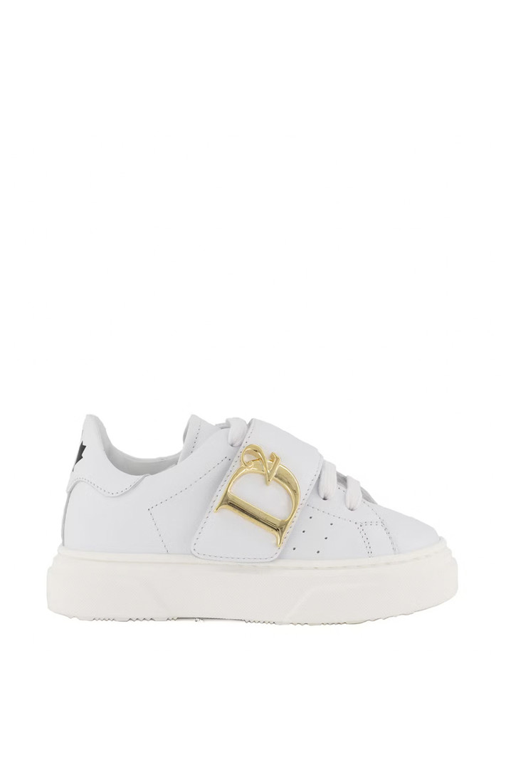 DSQUARED2 Dsquared2 statement KIDS sneakers met gouden D2 logo en witte zool Wit