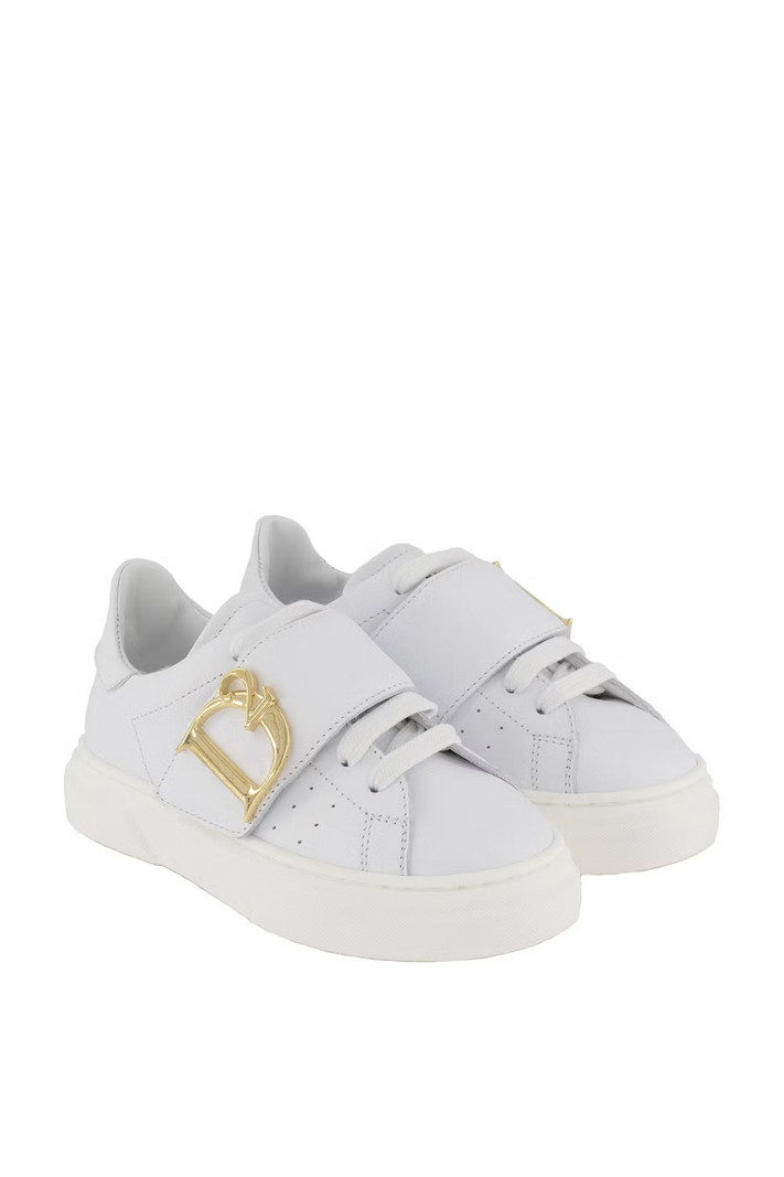 DSQUARED2 Dsquared2 statement KIDS sneakers met gouden D2 logo en witte zool Wit