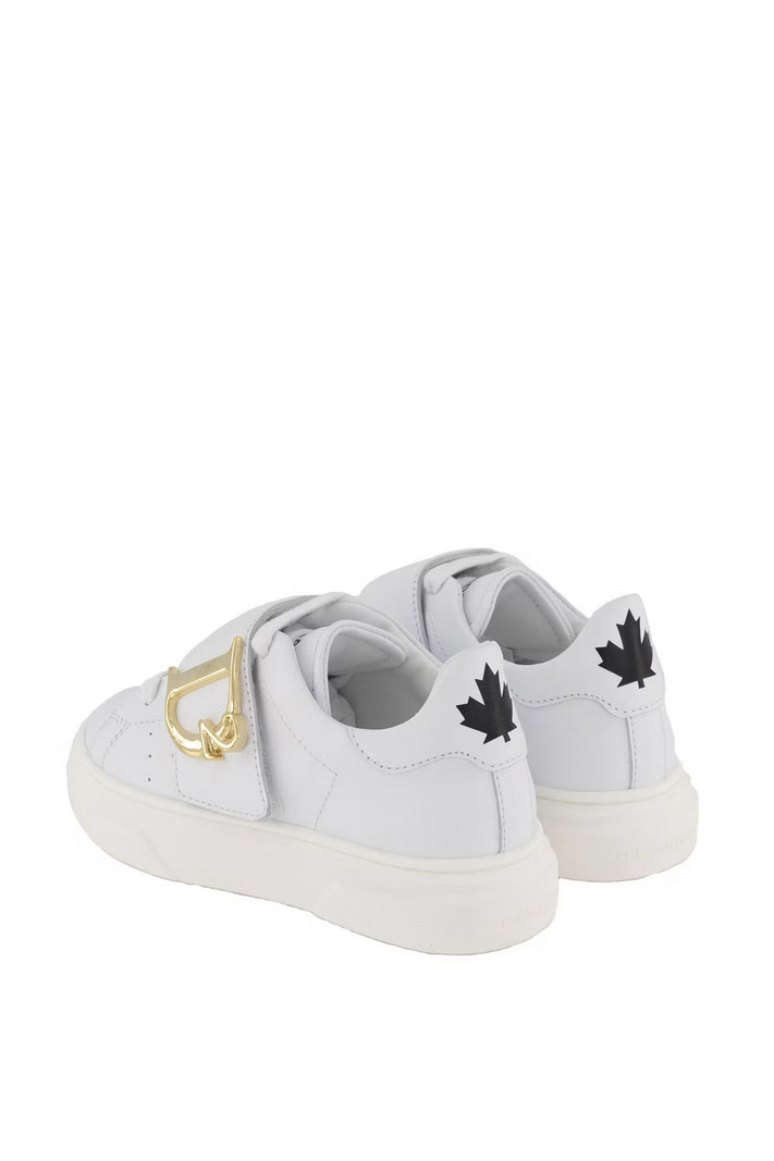 DSQUARED2 Dsquared2 statement KIDS sneakers met gouden D2 logo en witte zool Wit