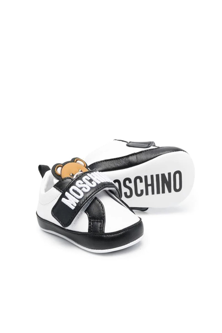 MOSCHINO + Kids Moschino baby schoen met beertje zwart met Wit