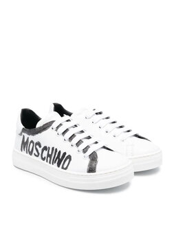 Z (S(UPER SALE MOSCHINO unisex sneaker with logo in black WHITE