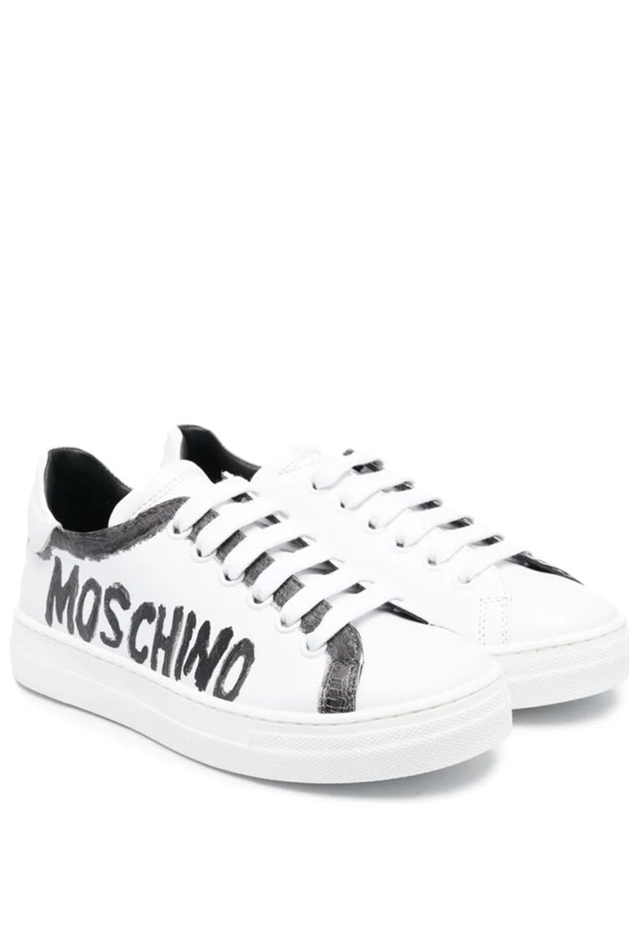 MOSCHINO + Kids MOSCHINO unisex sneaker met logo in zwart WIT