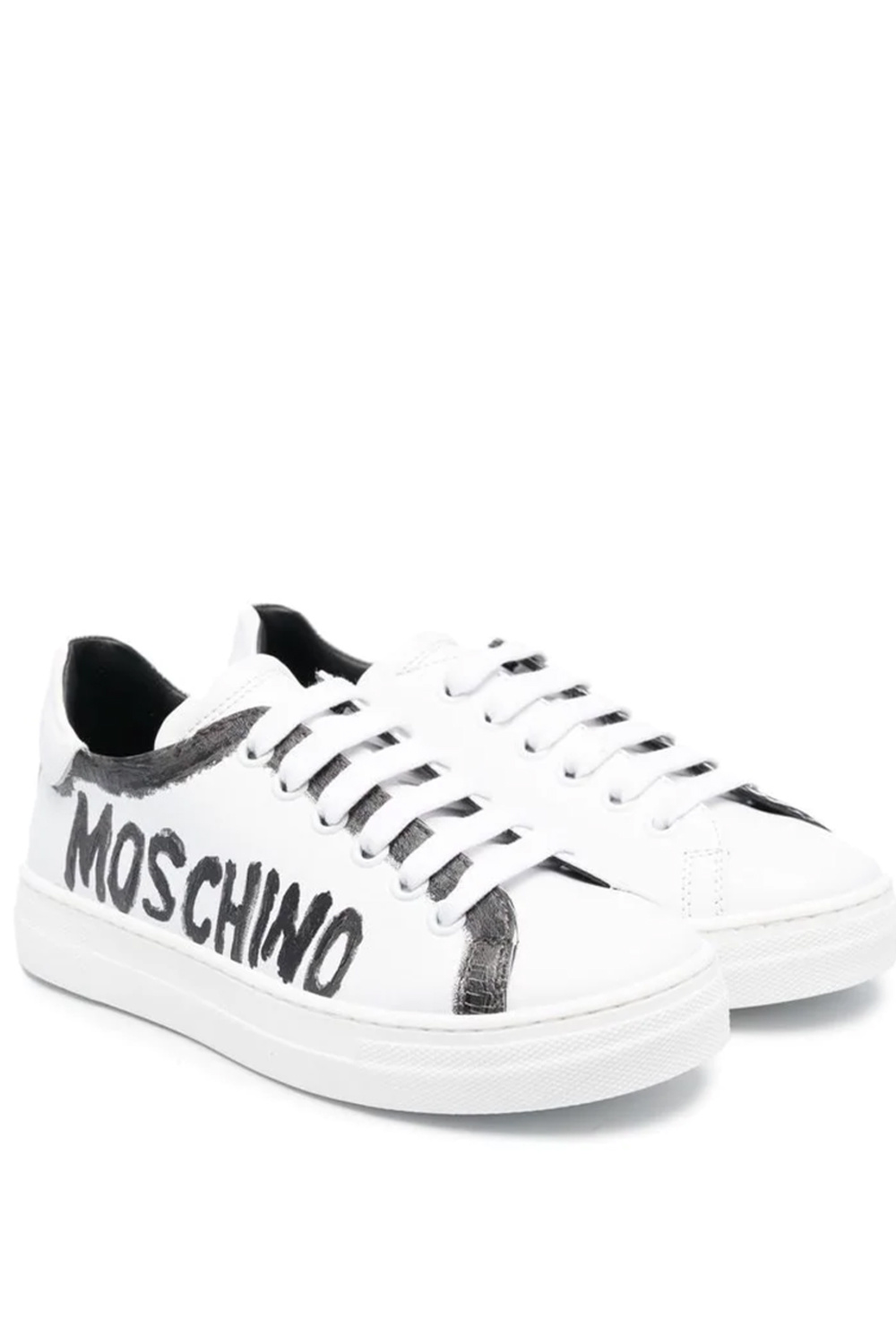Z (S(UPER SALE MOSCHINO unisex sneaker met logo in zwart WIT
