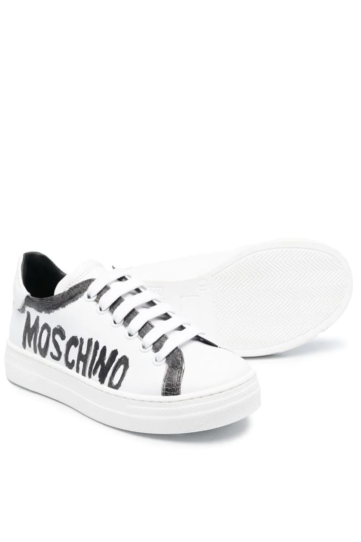 MOSCHINO + Kids MOSCHINO unisex sneaker met logo in zwart WIT