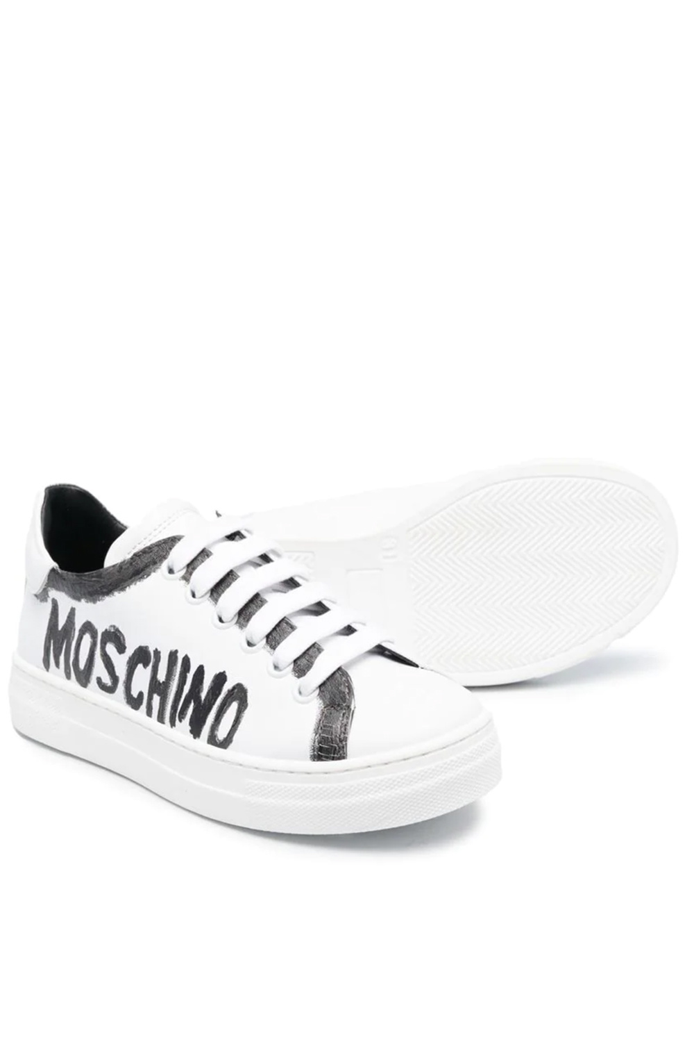 Z (S(UPER SALE MOSCHINO unisex sneaker met logo in zwart WIT
