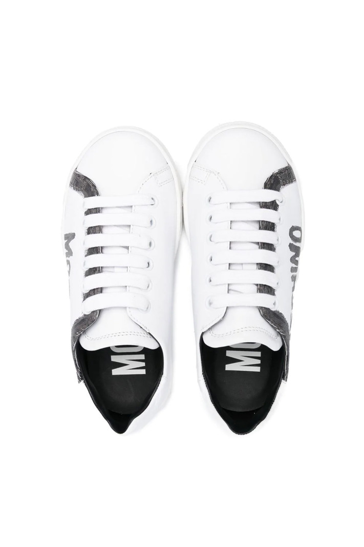 MOSCHINO + Kids MOSCHINO unisex sneaker with logo in black WHITE