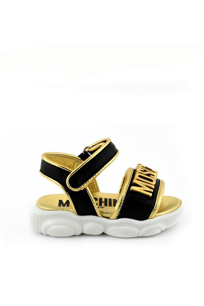 MOSCHINO + Kids Moschino unisex sandaal KIDS  met logo en klittenband GOUD / ZWART