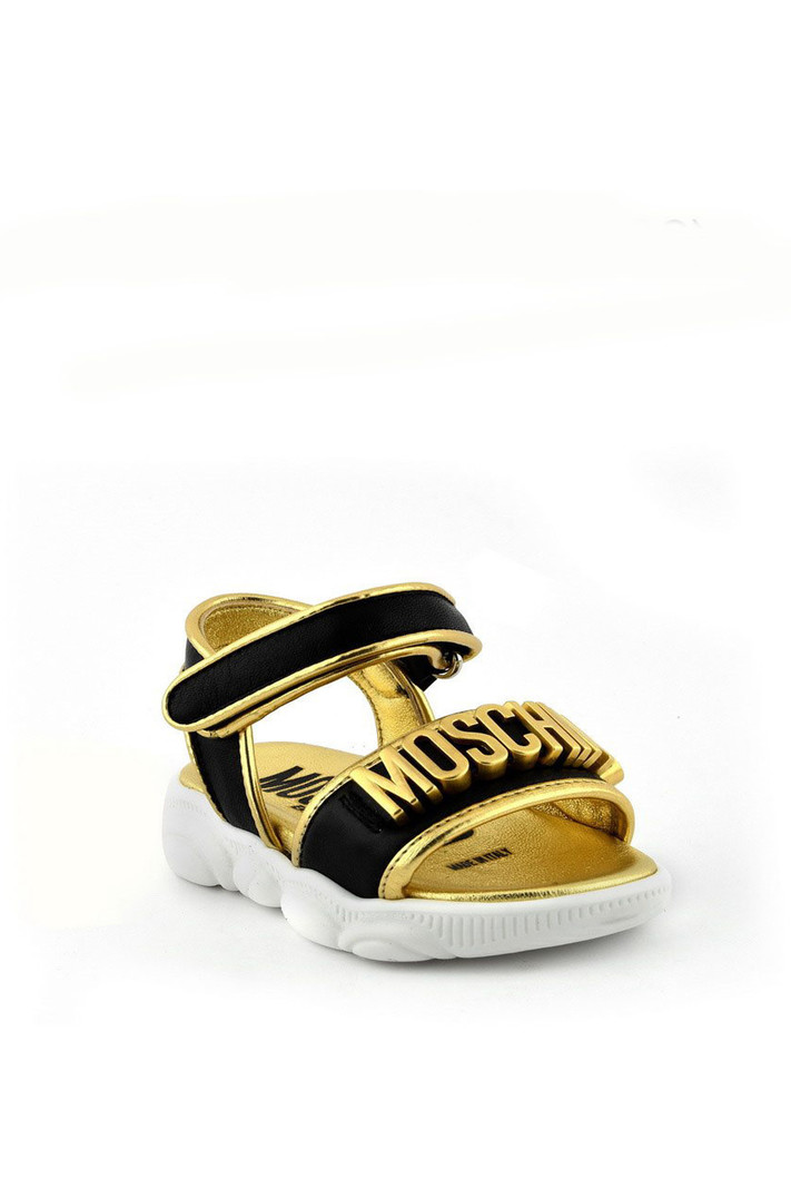 MOSCHINO + Kids Moschino unisex sandaal KIDS  met logo en klittenband GOUD / ZWART