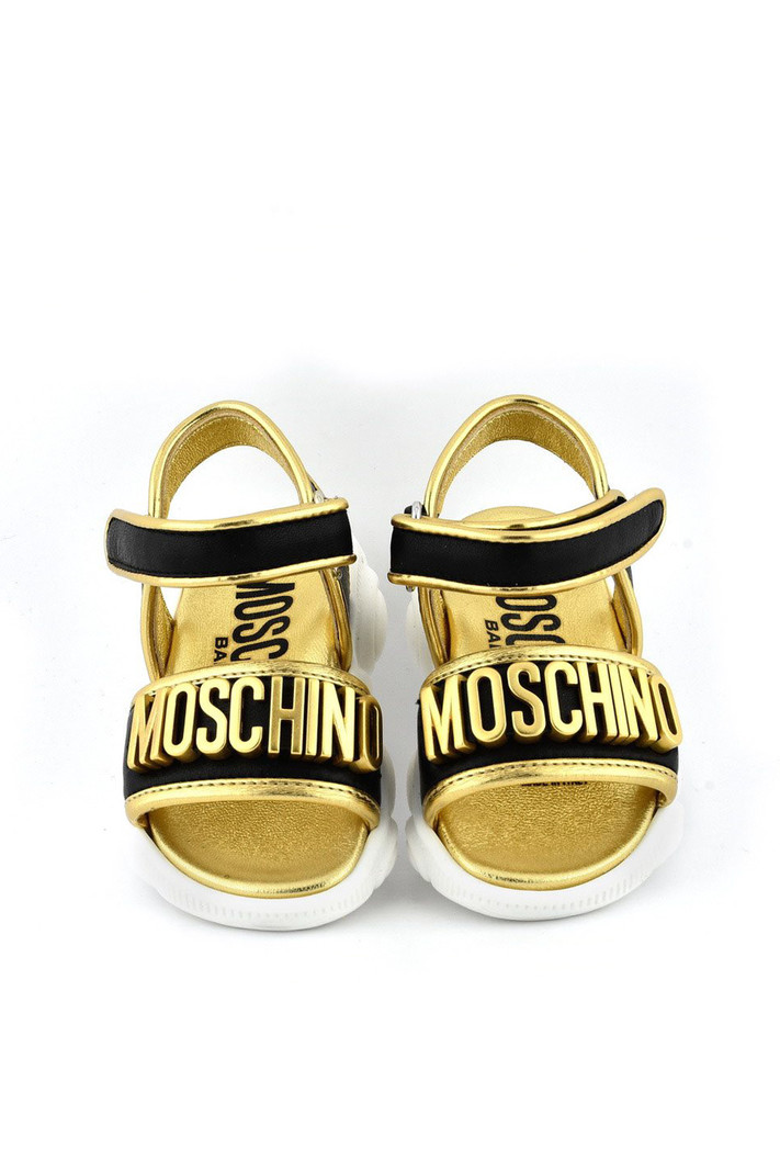 MOSCHINO + Kids Moschino unisex sandaal KIDS  met logo en klittenband GOUD / ZWART