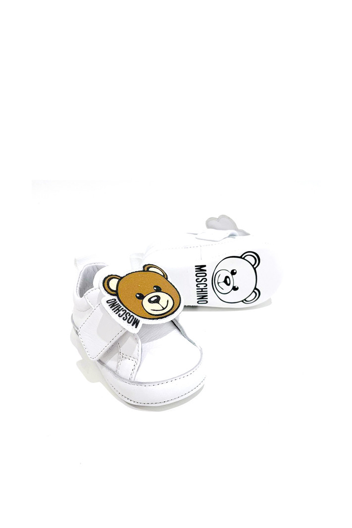 MOSCHINO + Kids Moschino unisex baby shoes with bear WHITE