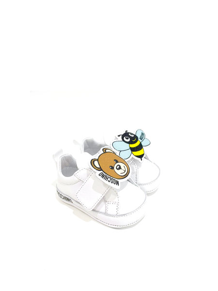 MOSCHINO + Kids Moschino unisex baby shoes with bear WHITE