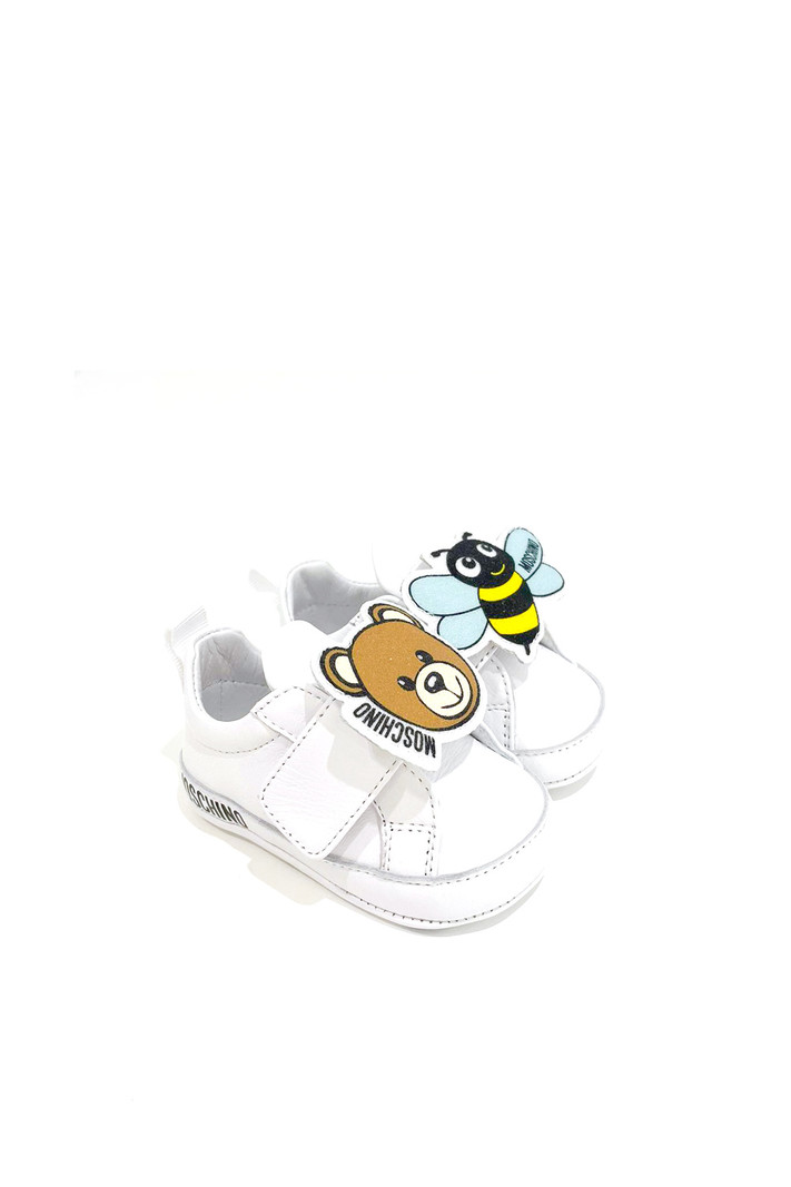 MOSCHINO + Kids Moschino unisex baby shoes with bear WHITE