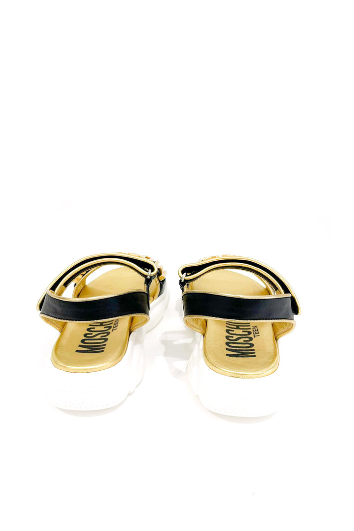 MOSCHINO + Kids Moschino unisex sandal with logo and velcro GOLD / BLACK