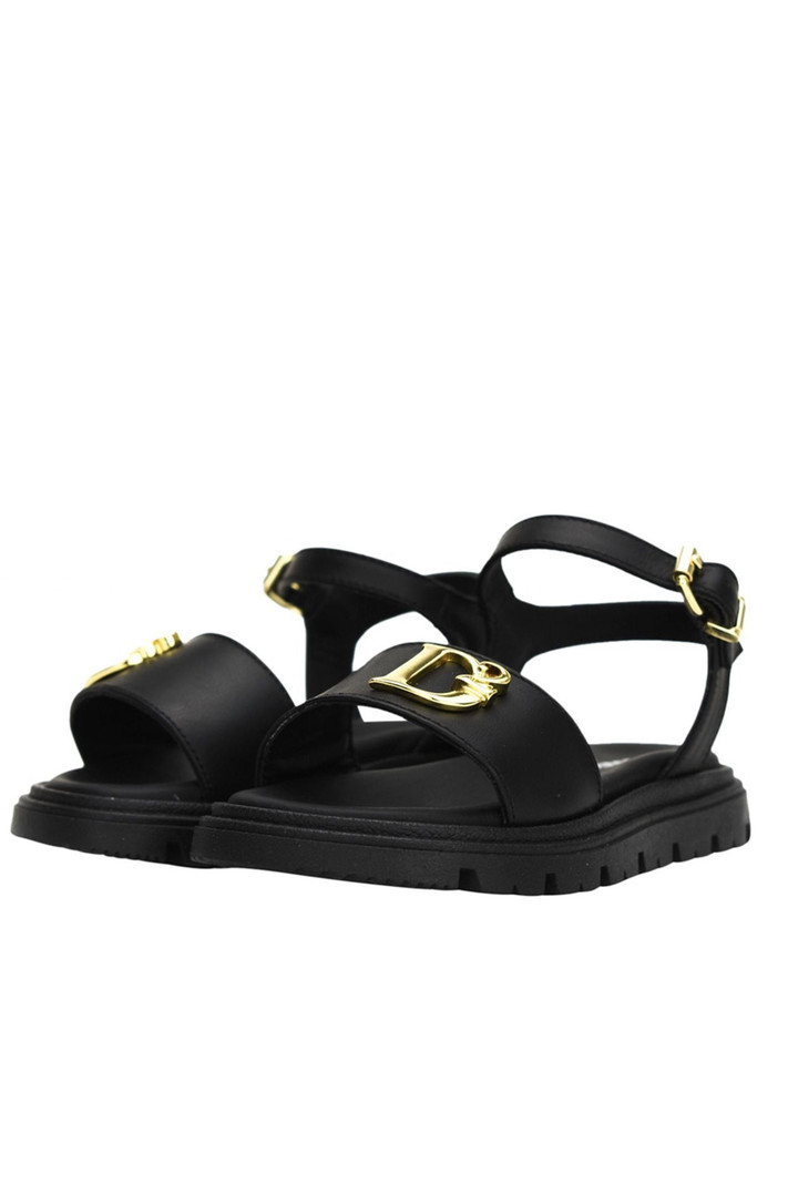 DSQUARED2 Dsquared2 statement sandaal met hoge zool en gouden D2 Zwart