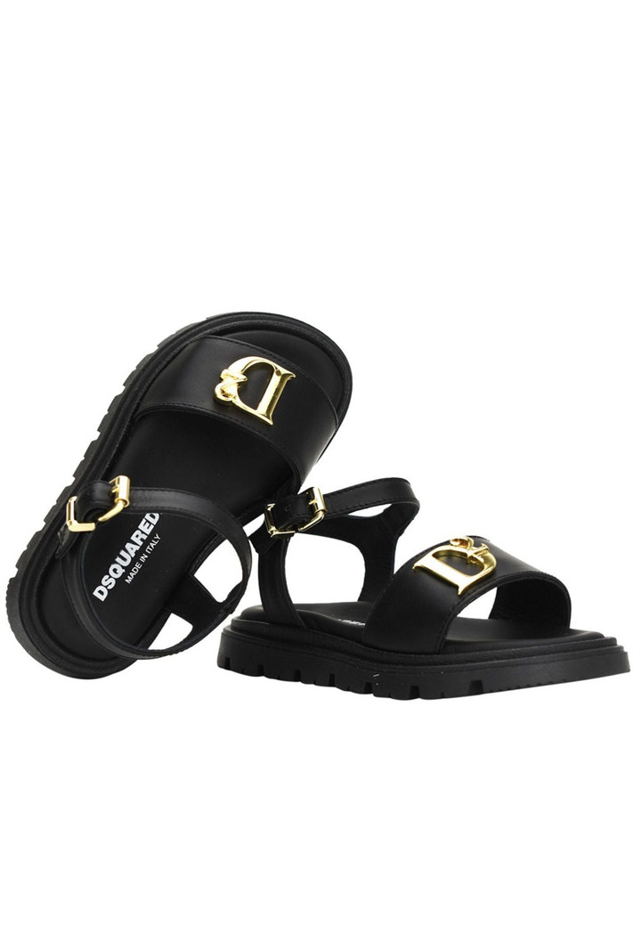 DSQUARED2 Dsquared2 statement sandaal met hoge zool en gouden D2 Zwart