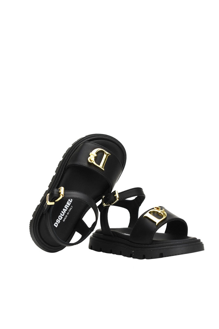 DSQUARED2 Dsquared2 KIDS statement sandal with high sole and gold D2 Black