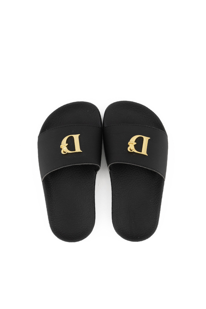 DSQUARED2 Dsquared2 KIDS statement badslipper / slipper met gouden Zwart