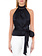 LIU JO LIU JO satin halter top with chain at neckline and open back Black