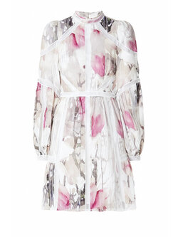 Z (S(UPER SALE Ted baker fleurz jurk met lange mouwen roze paars Beige