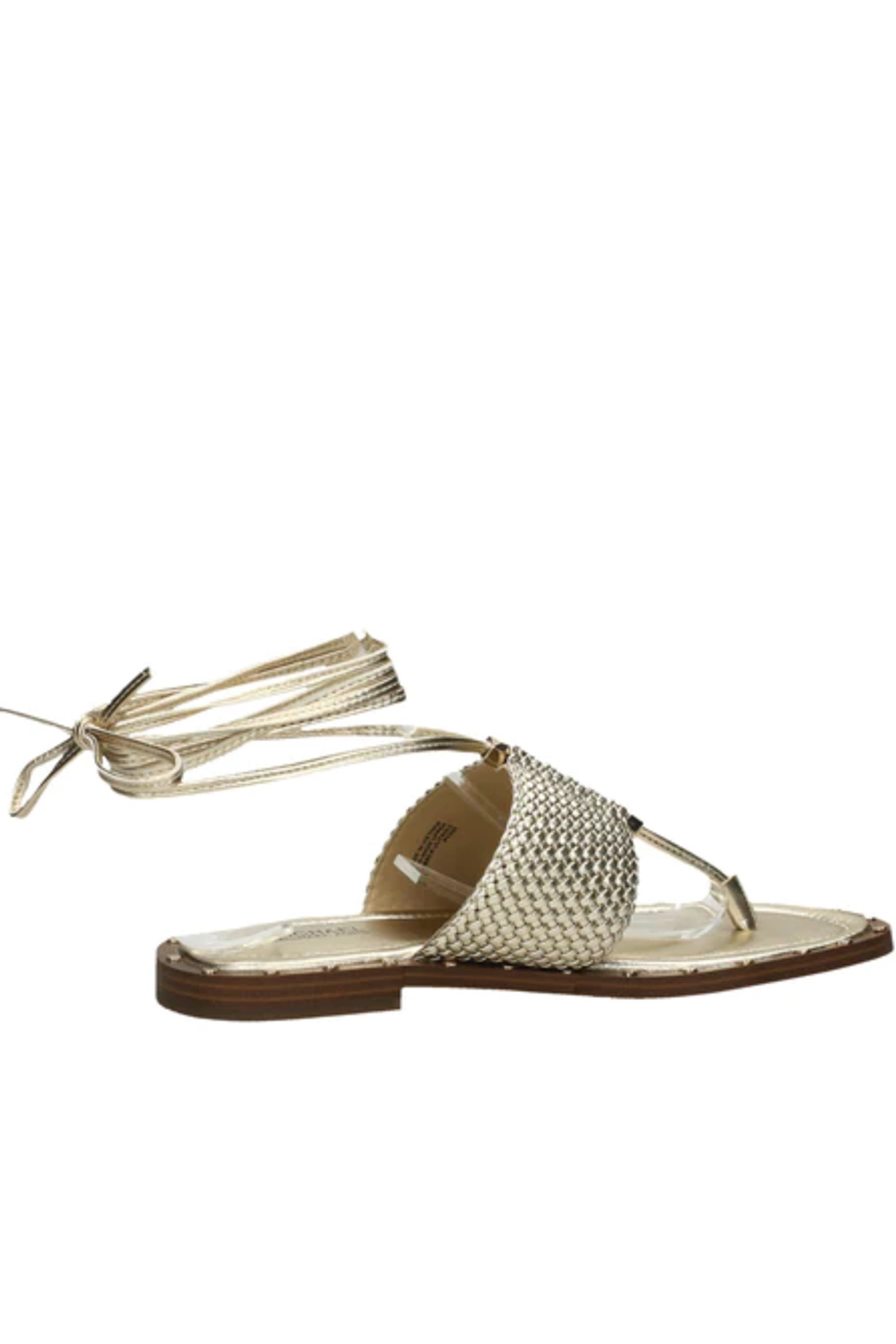 Z (S(UPER SALE Michael Kors Jagger Flat gevlochten leer sandaal Goud  ( valt een halve maat groter uit )