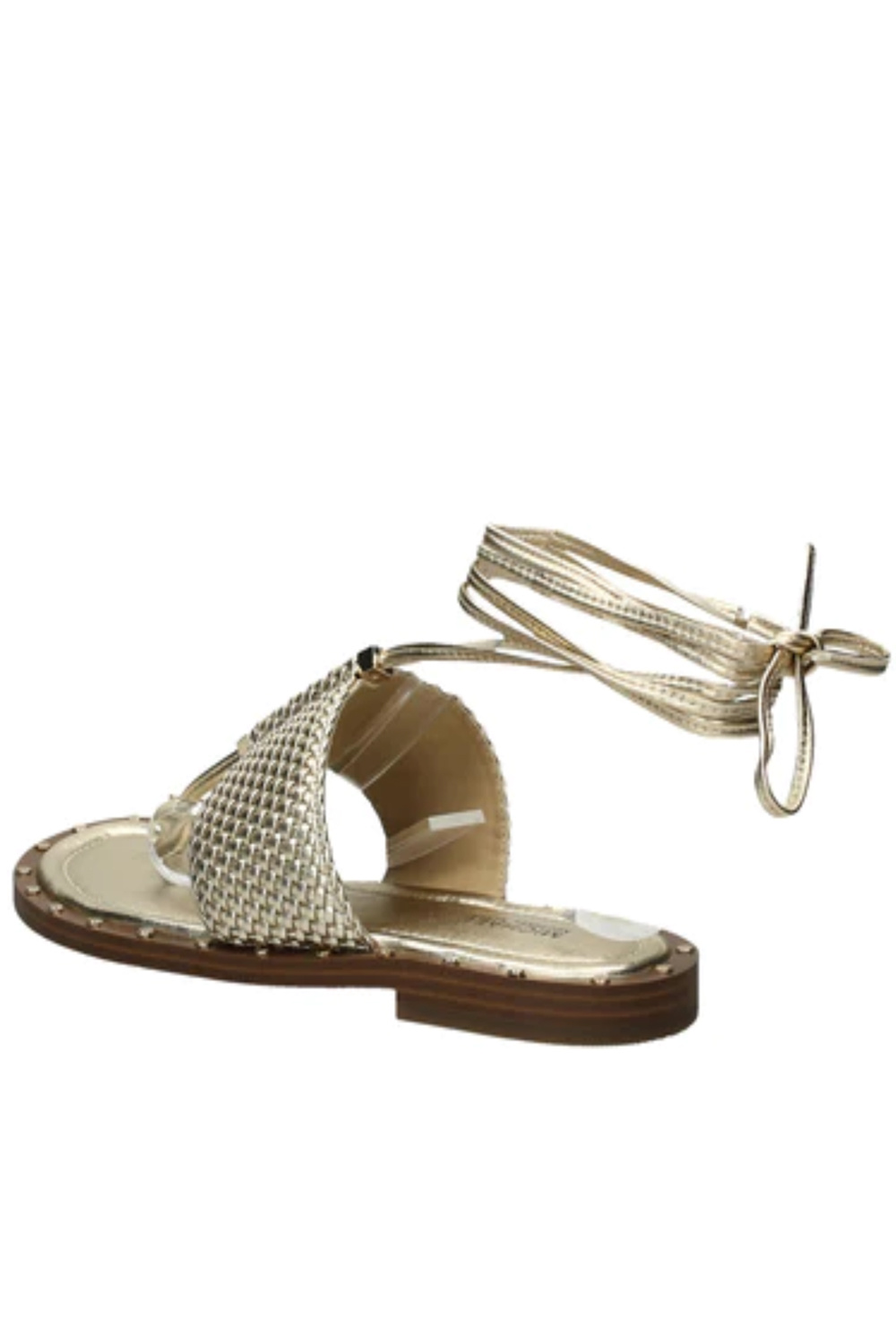 Z (S(UPER SALE Michael Kors Jagger Flat gevlochten leer sandaal Goud  ( valt een halve maat groter uit )