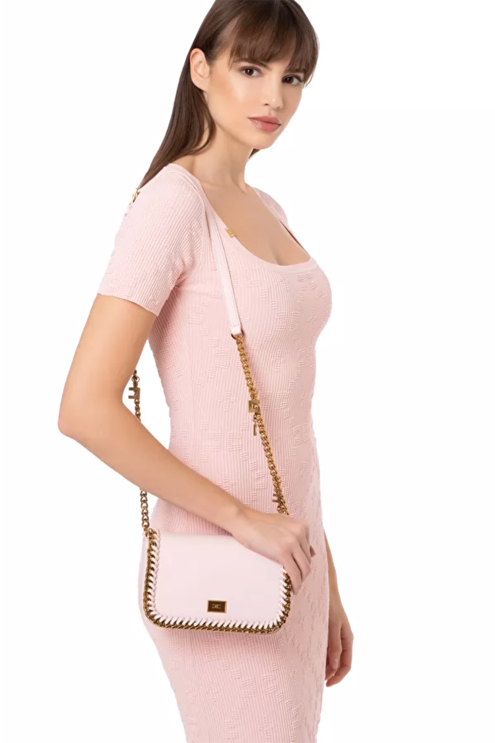 ELISABETTA FRANCHI Elisabetta Franchi crossbody bag met ketting met bedeltjes Zwart