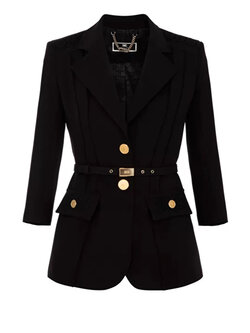 ELISABETTA FRANCHI Elisabetta Franchi colbertjas blazer met riem Zwart