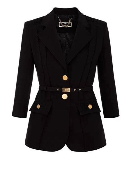 ELISABETTA FRANCHI Elisabetta Franchi colbertjas blazer met riem Zwart