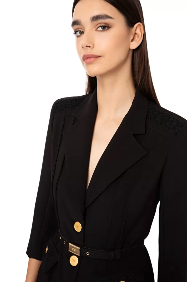 ELISABETTA FRANCHI Elisabetta Franchi colbertjas blazer met riem Zwart