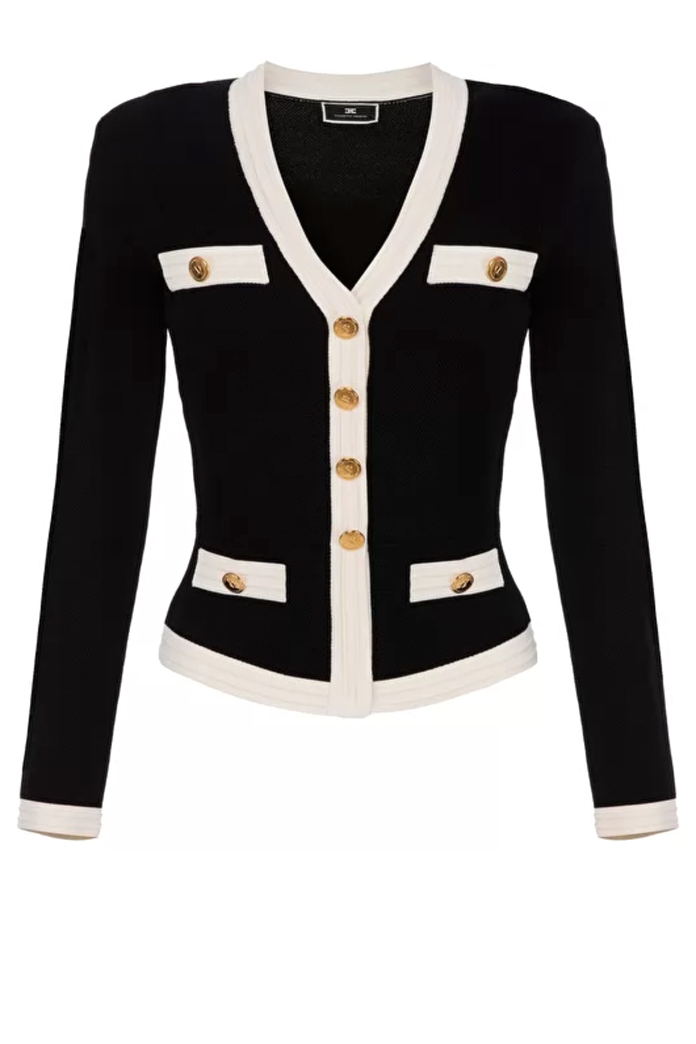 kompas niezen vermomming Elisabetta Franchi vest jasje met witte bies Zwart - Dresscode