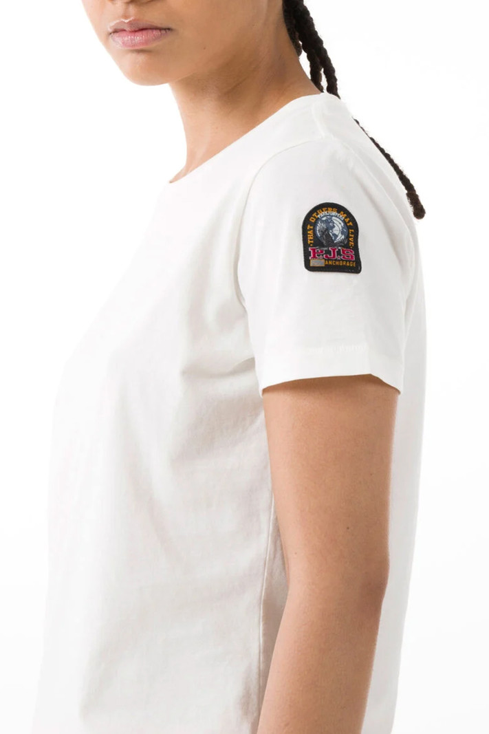 PARAJUMPERS Parajumpers basic tee tshirt met logo op schouder mat Zwart