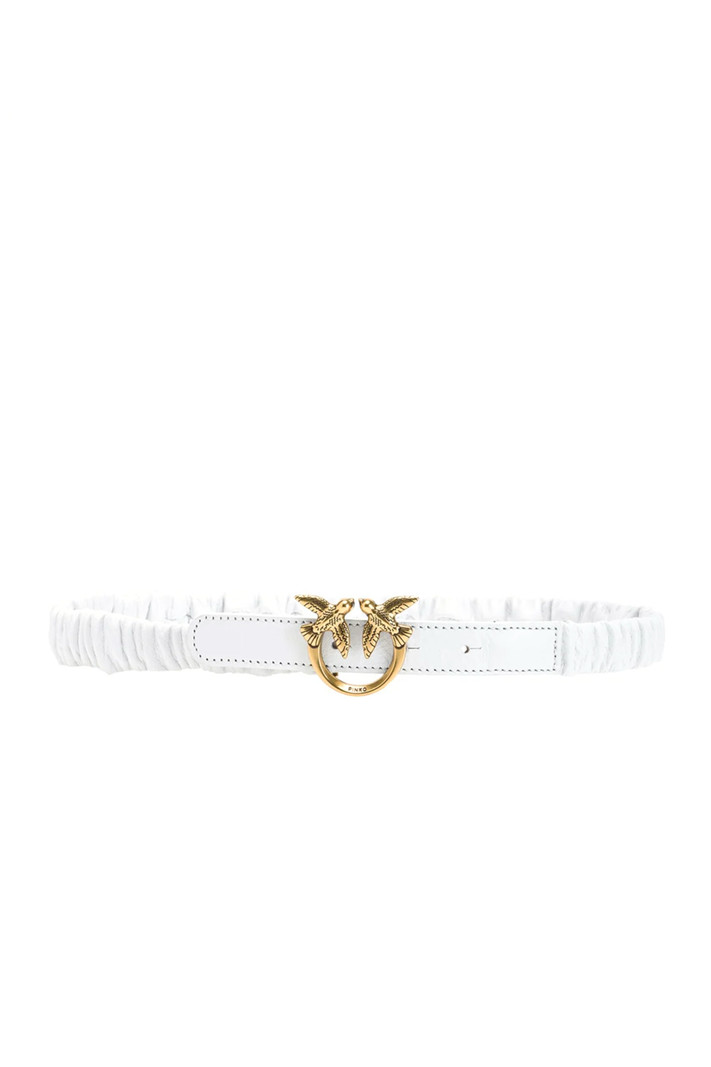 PINKO Pinko leather belt elastic, with silver logo White