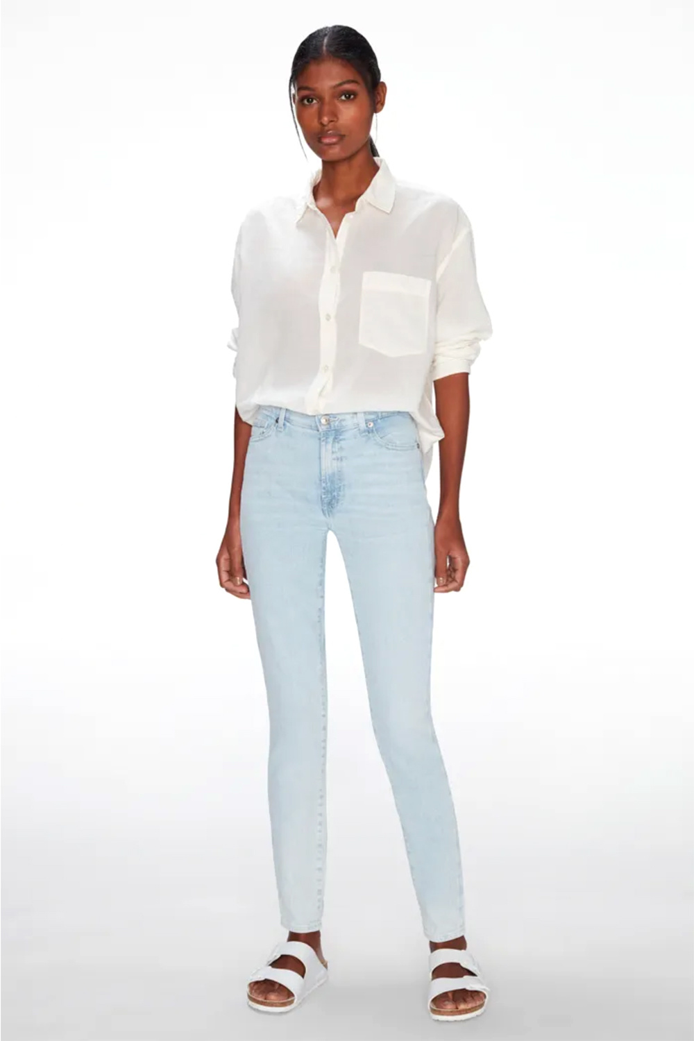 Z (S(UPER SALE Seven for all mankind highwaist skinny licht Blauw