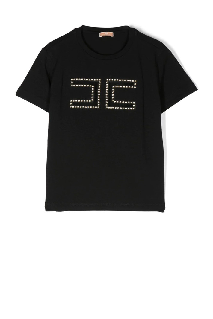 ELISABETTA FRANCHI Junior la Mia Bambina Elisabetta Franchi La Mia Bambina tshirt with logo in studs Black